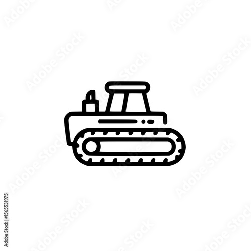 Tracked bulldozer illustration for construction concept in minimalistic style