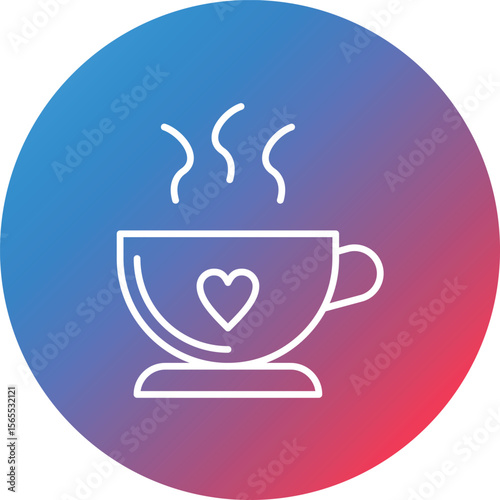 Coffee Cup Line Gradient Circle Background Icon