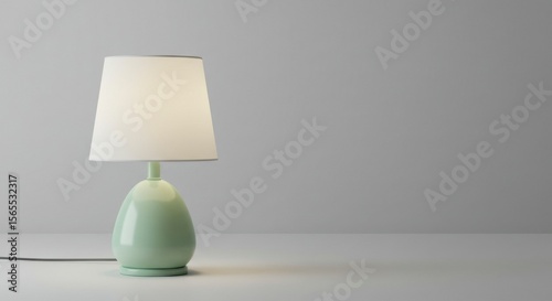 Mint green table lamp with white shade