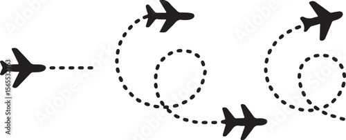 Airplane Flight Path Silhouette Vector – Travel and Aviation Design Clipart	