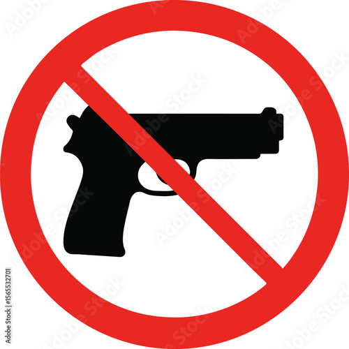 No Gun Sign Vector – Firearm Prohibited Warning Symbol	
