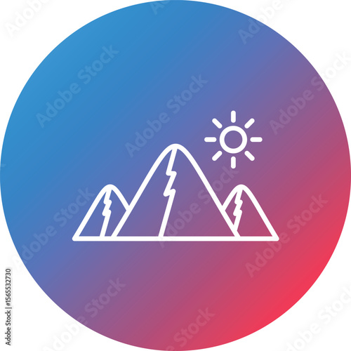 Mountains Line Gradient Circle Background Icon