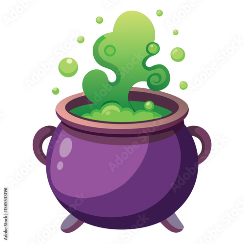 A small, potion-filled cauldron with smoke gently rising, evoking magic, mystery, and ancient spells.