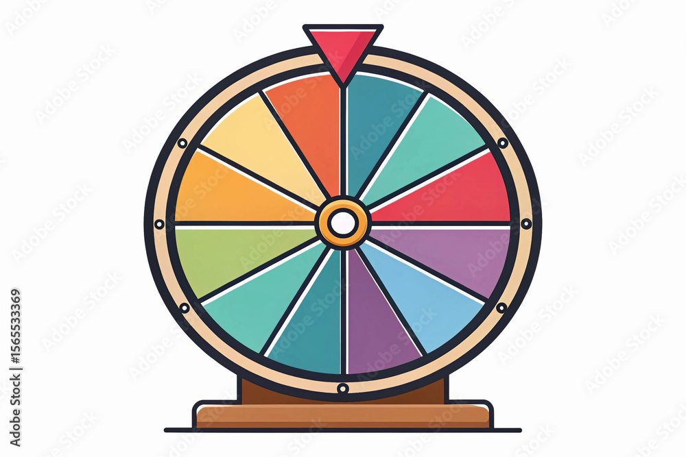 Obraz premium Color wheel of fortune wheel vector illustration. Spin game prize, roulette game spinner. Spin to win wheel. Lucky draw prize wheel logo icon spinner wheel