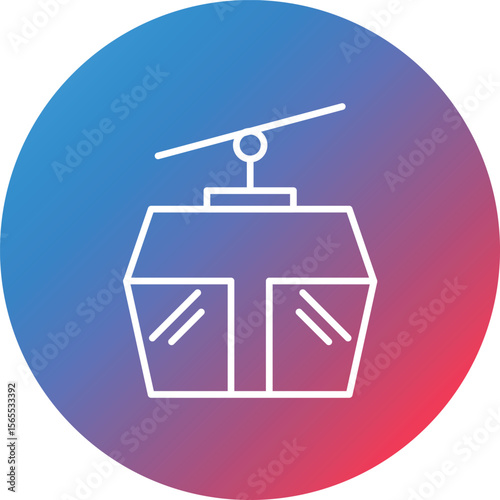 Cable Car Line Gradient Circle Background Icon