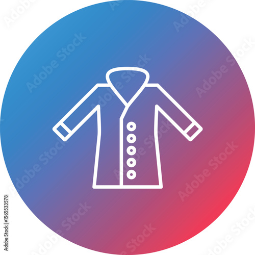Winter Long Coat Line Gradient Circle Background Icon
