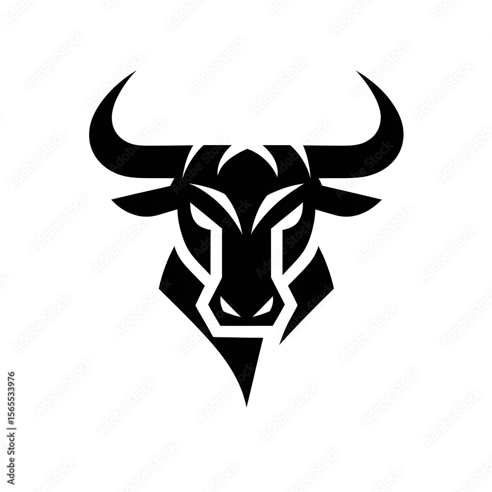 Fototapeta premium bull head silhouette representing strength, power, embodying bold graphic design element for branding, logos
