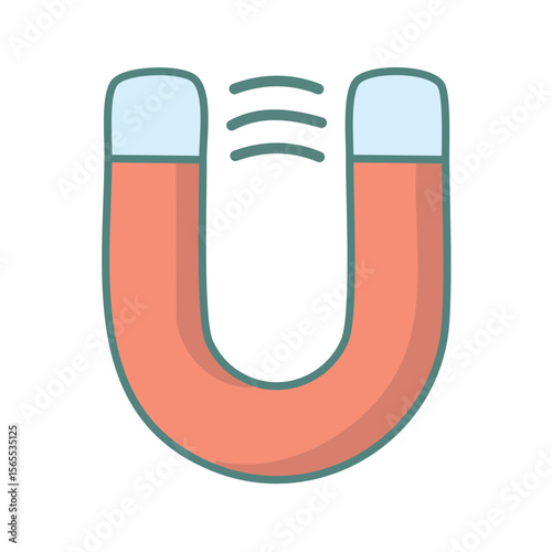 A simple illustration of a horseshoe magnet, with lines suggesting a magnetic field. The magnet has a classic shape and is presented in a clean and modern style.