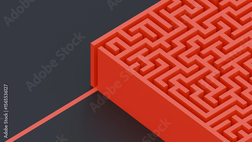 Business problems and solution concept. Labyrinth concept. Maze side view structure. Perspective view of an 3d rendered maze. Labyrinth background.