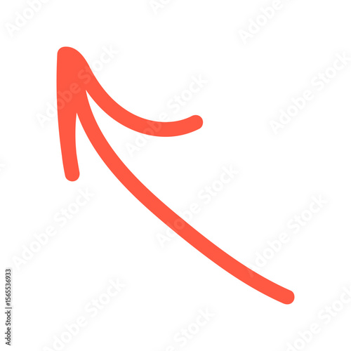 Vector scribble, bright red curved texture arrow
