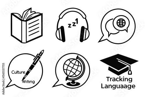 Education icons isolated on white background show learning concepts