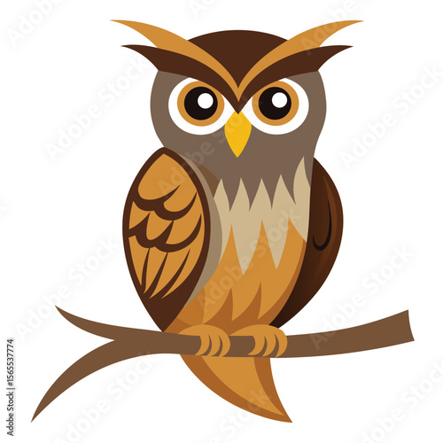 A wise-looking owl perched calmly on a bare branch, a symbol of wisdom, night, and silent observation.
