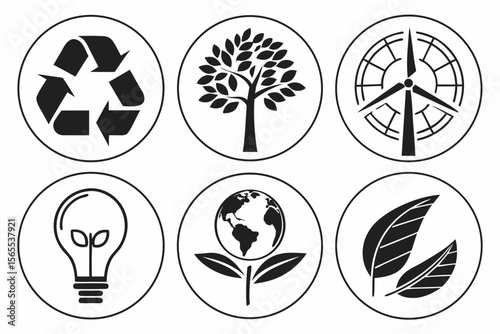 Ecofriendly icons isolated on white background