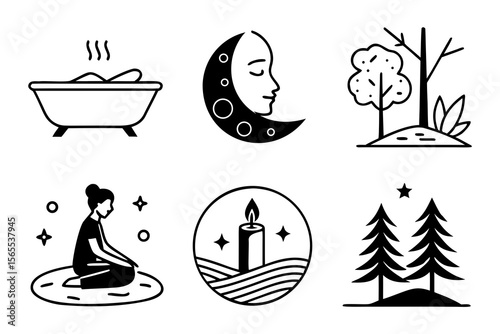 Relaxation icons isolated on white background