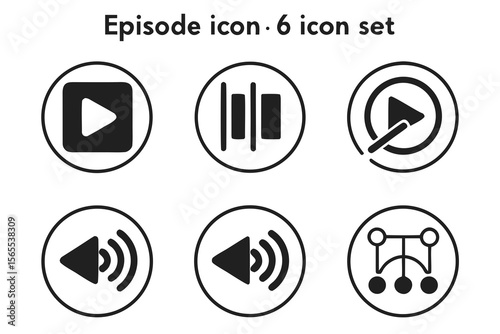 Episode icons for media player isolated on white background