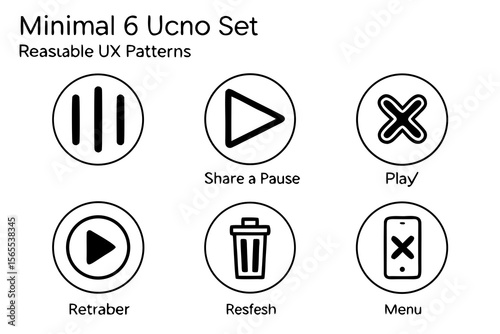 Minimal user interface icons isolated on white background