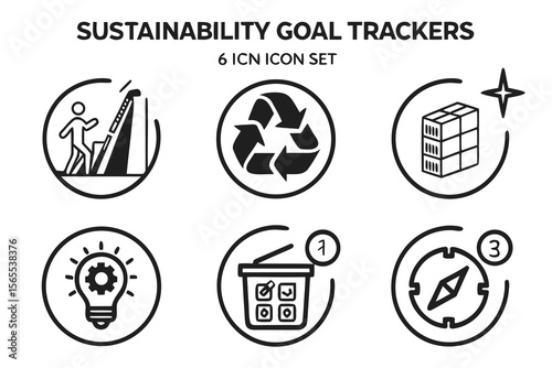 Sustainability goal trackers icon set isolated on white background