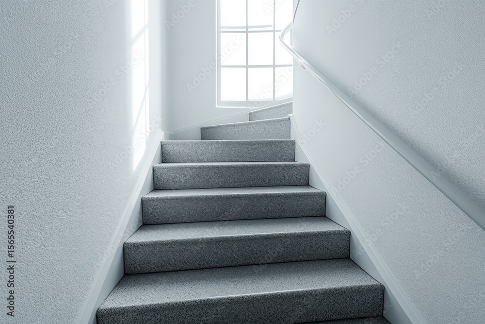 Fototapeta premium Light-filled stairway in modern building