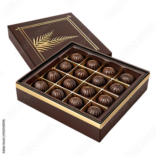 Designer chocolate box isolated on transparent background 