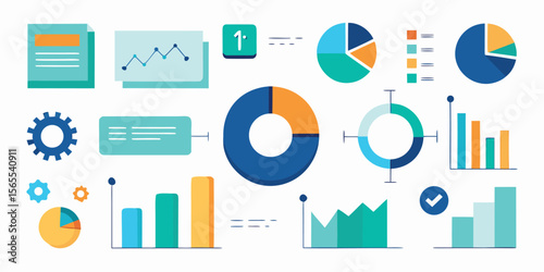 Colorful data visualization charts graphs infographic elements