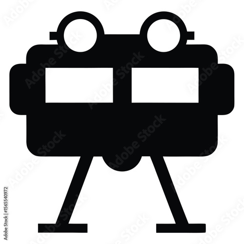 Vintage black stereoscopic viewer stands poised, evoking antique vision with its solid form; transparent background