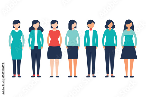 Diverse group of women standing together in modern attire