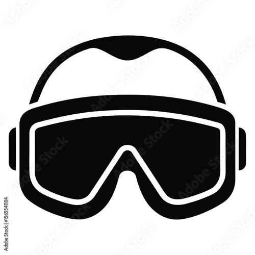 A black icon illustrates protective eyewear gear and features a transparent background