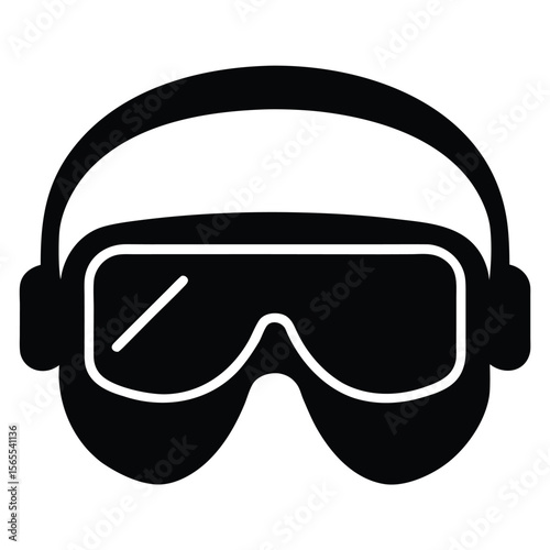 Ski goggles icon shows a clear lens with a head band on transparent background