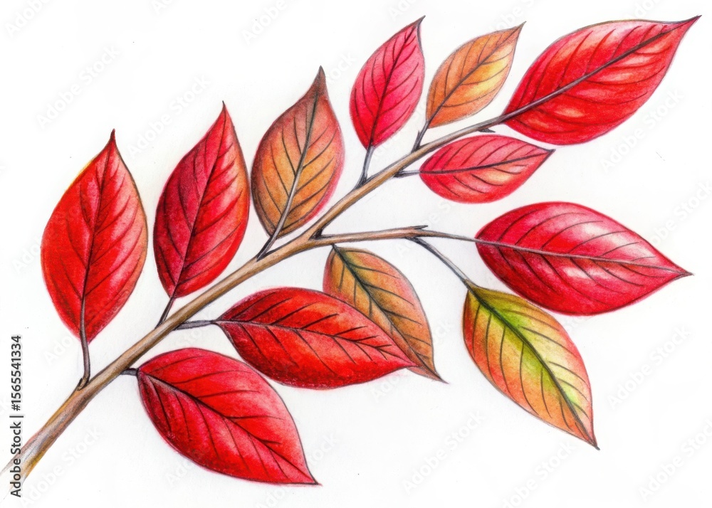 Obraz premium red leaves branch autumn foliage