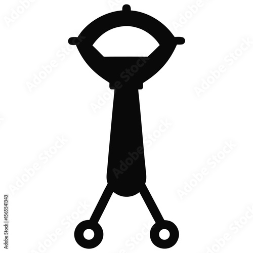 Black abstract bottle opener displays a unique vintage bottle opening system on transparent background