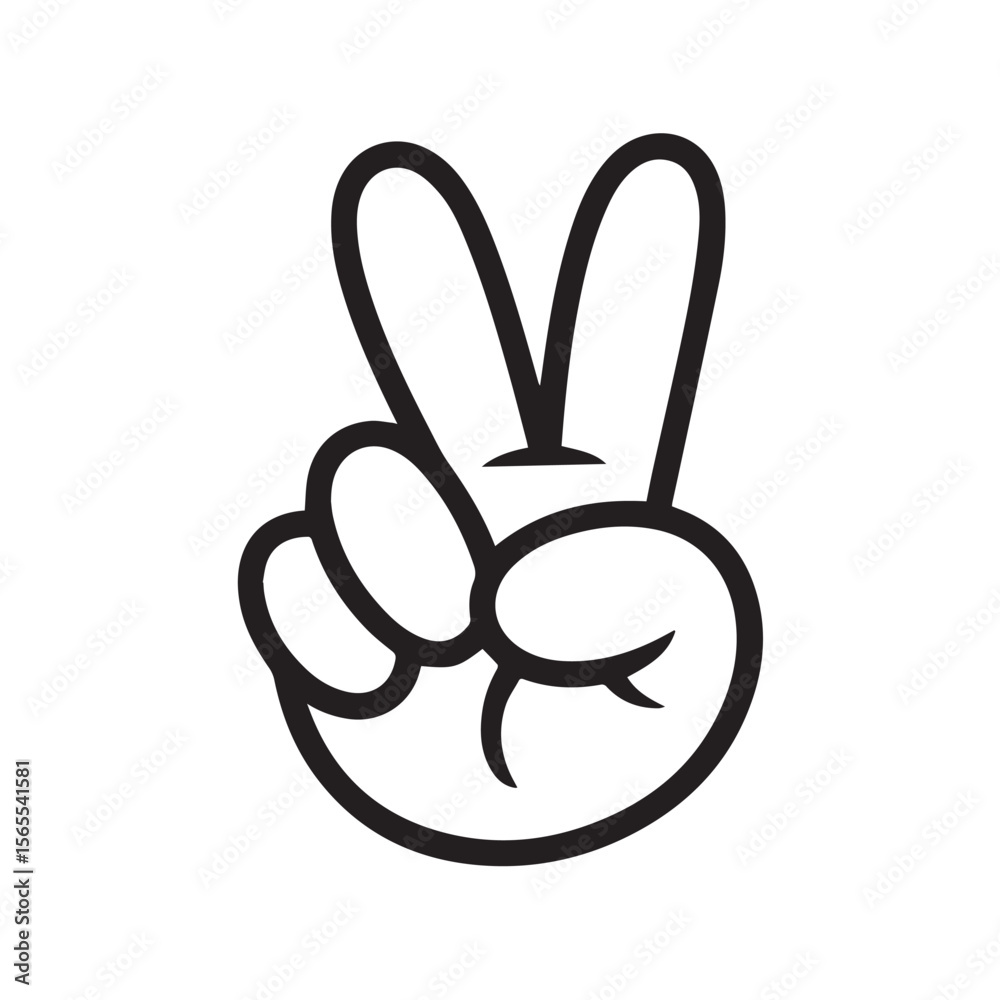 Fototapeta premium Cartoon hand showing peace sign, isolated on white background