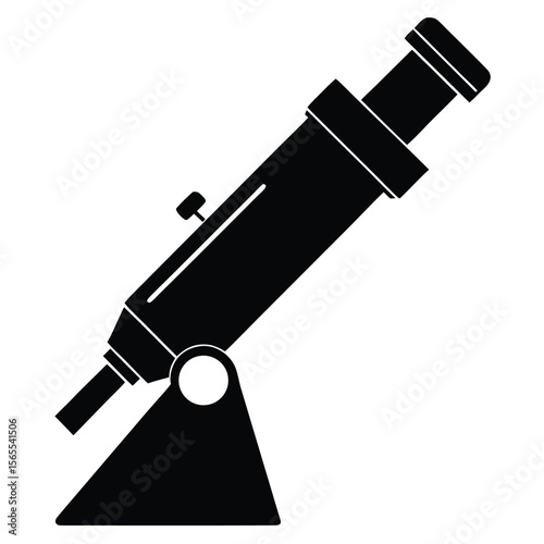 Silhouetted telescope stands ready for astronomical observation, featuring precise detailing against a clear background