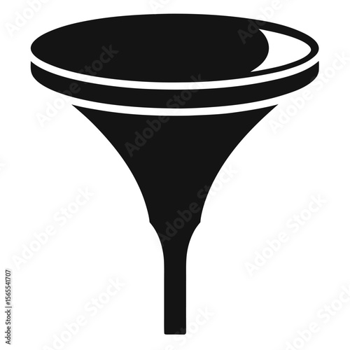 Solid black funnel appears ready to filter with transparent background