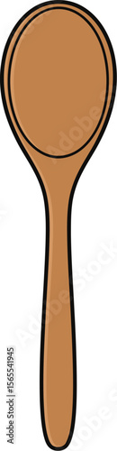 Vector illustration of a simple wooden cooking spoon isolated on a white background ready to use.