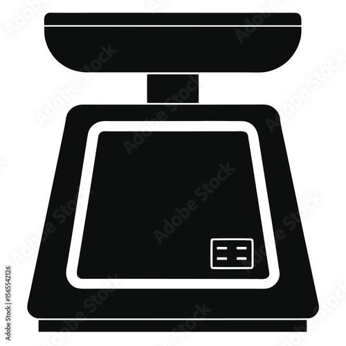 A solid black digital kitchen scale is displayed against a bright white backdrop here