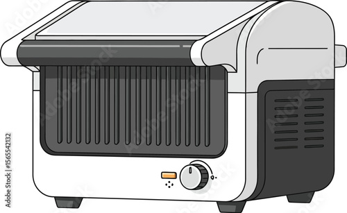 Simplified illustration of a modern electric sandwich maker or grill appliance for food preparation in the kitchen