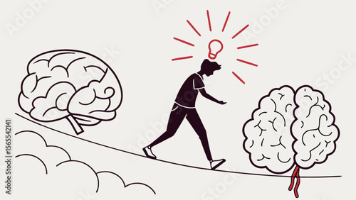 Balancing act between brain power and creative ideas for innovation and problem solving concept design