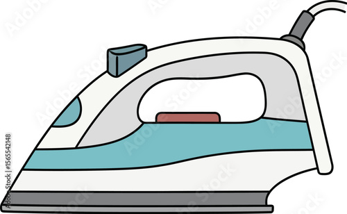 A clean illustration of an iron appliance with modern design and vibrant color accents for ironing clothes
