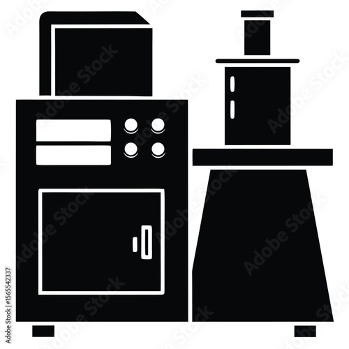 An industrial machine presses out food materials with great force, silhouette art