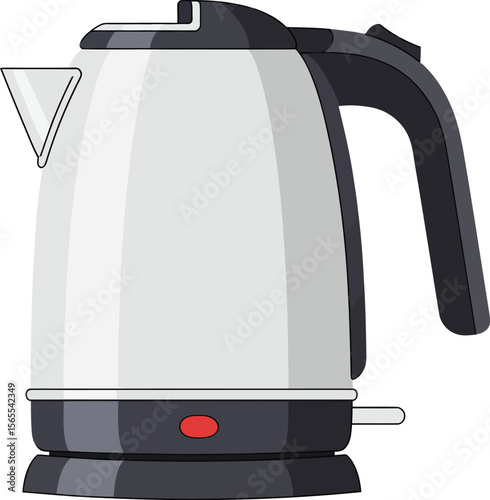 Vector illustration of a modern electric kettle in minimalist style suitable for kitchen and household design projects.