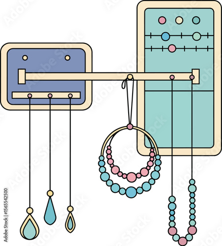 Elegant display of stylish jewelry and accessories with a modern minimalist flat vector design style
