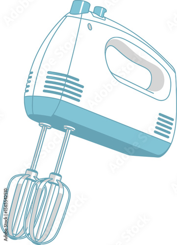 Vector illustration of a modern electric hand mixer isolated on a white background for cooking and baking