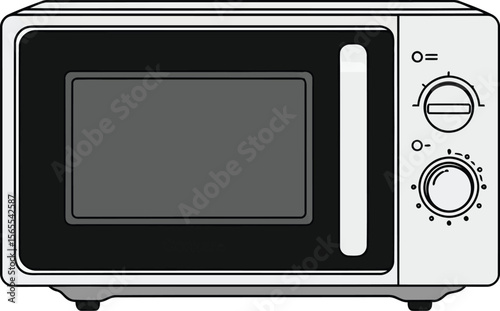 Vector illustration of a classic microwave oven isolated on a white background for food preparation.