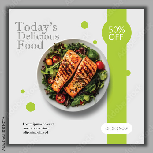 grilled salmon steak with vegetables