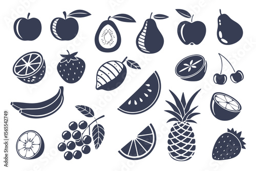 Collection of Silhouettes of Fruits