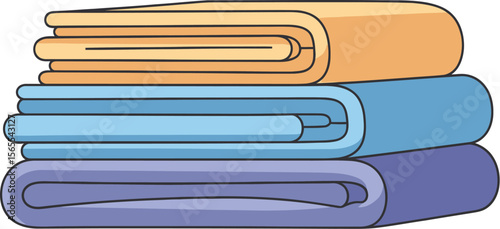 Stacked and folded towels in different colors representing comfort and freshness for bathroom decor