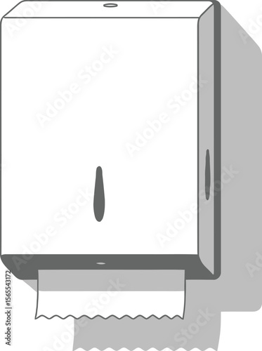 A vector illustration of a clean and simple rectangular paper towel dispenser for public restrooms