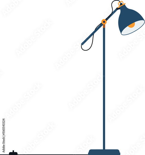 Illustration of a modern blue and orange floor lamp for interior decoration and design purposes