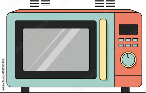 Colorful retro microwave oven illustration vector graphic design suitable for kitchen and cooking concepts