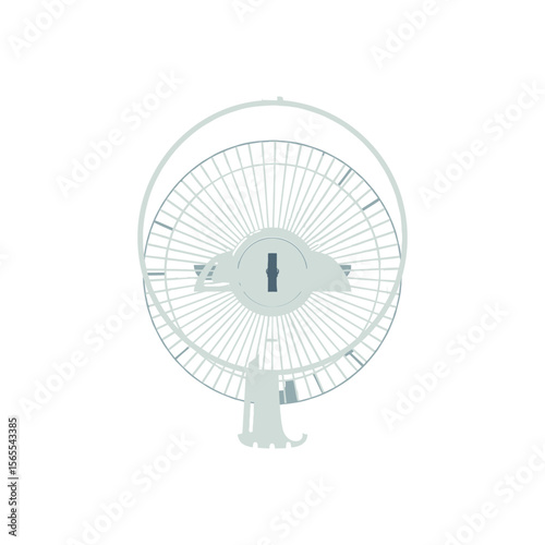 Vector illustration of a cooling oscillating fan depicting fresh air circulation and environmental comfort